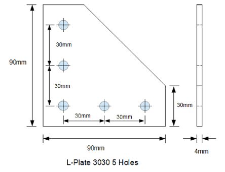 T-Plate 3030 5 Holes Drawings